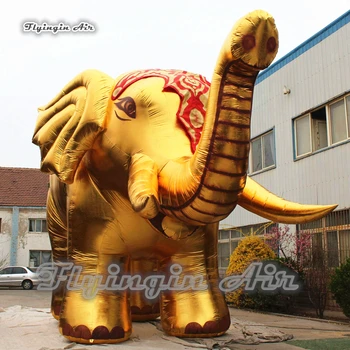 Большая блестящая золотая надувная модель животного для парада воздушных шаров в виде слона для мероприятия на открытом воздухе
