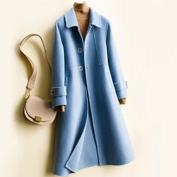 2020 Новое женское модное шерстяное пальто, женские длинные куртки, пальто из 100% натуральной шерсти, женская куртка, зимняя куртка PP406