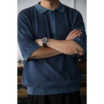 Трикотажная рубашка Поло с заниженным плечом Второго Порядка, мужская футболка с коротким рукавом в винтажном стиле
