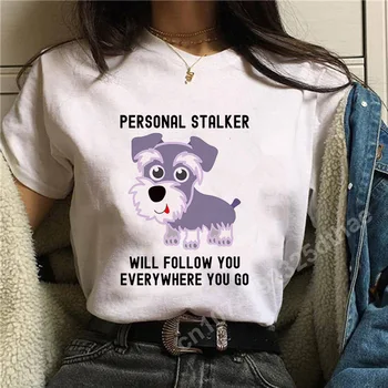 Персональные футболки с Собакой-Сталкером для Женщин, Повседневные Топы Y2k с коротким рукавом, Летняя футболка в стиле Харадзюку с графическим Рисунком для девочек, Негабаритная Футболка, Одежда