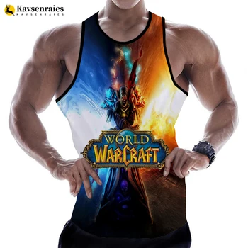 2023, Новые модные топы на бретелях с 3D принтом Warcraft, Мужской Летний Жилет Для мальчиков, Повседневная футболка без рукавов Warcraft в стиле Хип-хоп, футболка Оверсайз