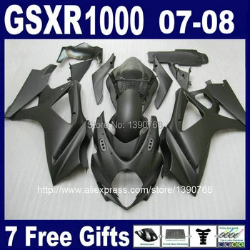 7 Бесплатных подарков ABS обтекатель обвеса для SUZUKI K7 07 08 GSXR1000 все матовые черные обтекатели комплект GSXR 1000 2007 2008 CB67