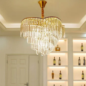 Люстры, светильники, современный светодиодный декор для гостиной из хрусталя, Роскошные золотые круглые светильники для спальни Lampara