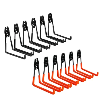 Гаражные крючки 6 Упаковок Настенных крючков для хранения Тяжелых стальных инструментов, вешалки для органайзера, настенные держатели
