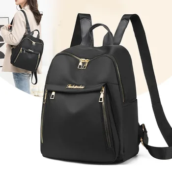 Повседневный Оксфордский женский Рюкзак, черные водонепроницаемые нейлоновые школьные сумки для девочек-подростков, Модный рюкзак для путешествий, сумка-тоут Mochila