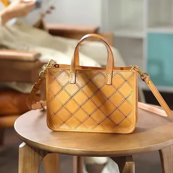 Винтажная модная роскошная женская сумка из натуральной кожи, сшитая вручную, сумка для отдыха на открытом воздухе, покупок, работы, сумка-мессенджер