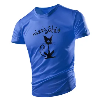 Повседневная спортивная одежда Four Seasons, мужская Повседневная футболка с принтом котенка, Свободная футболка с круглым воротником и коротким рукавом, удобный топ в простом стиле