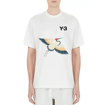 Повседневная футболка с коротким рукавом и рисунком Журавля Y-3 Yohji Yamamoto 23SS в Японском Стиле Укие Для мужчин и Женщин