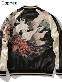 Женские Куртки-бомберы с вышивкой Дракона Hengsuhe 2023, Весенне-Осенняя Индивидуальность, Популярная Бейсбольная Форма, Пальто для женщин