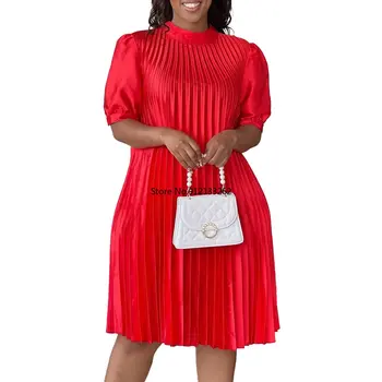 Летнее Платье, плиссированные африканские платья для женщин 2023, Повседневное платье на шнуровке, Сексуальный красно-белый Свободный халат для вечеринки, Африканская одежда