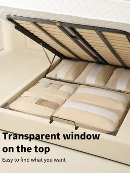 Складной ящик для хранения одежды, Одеяло большой емкости, Шкаф, органайзер для одежды, домашний органайзер с прозрачным окошком