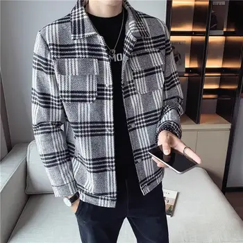 Клетчатая куртка 2022, мужская осенне-зимняя новинка, Корейский тренд, приталенная утолщенная мужская повседневная куртка в стиле Джокер