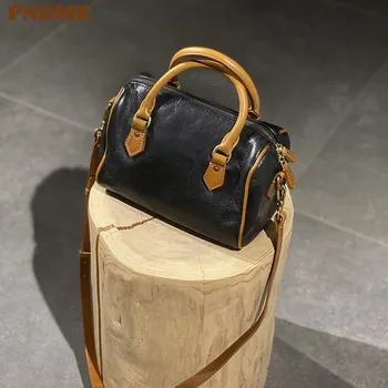PNDME простая повседневная дизайнерская сумка ручной работы из воловьей кожи первого слоя, женская сумка-подушка для отдыха на открытом воздухе, работы, выходных, сумка-мессенджер через плечо