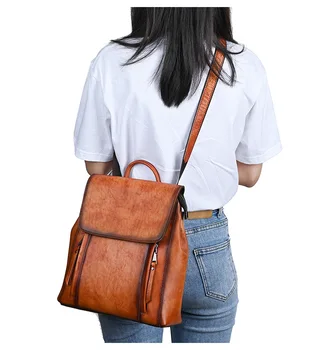 Винтажный рюкзак из натуральной коровьей кожи, женский модный оригинальный дизайн, большое пространство, высокое качество