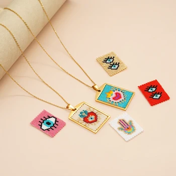 Go2Boho Ожерелье от сглаза, крест, подвеска для женщин, ожерелье Miyuki, подарок для друзей, Бохо, Тканый чокер ручной работы, Новые ювелирные изделия