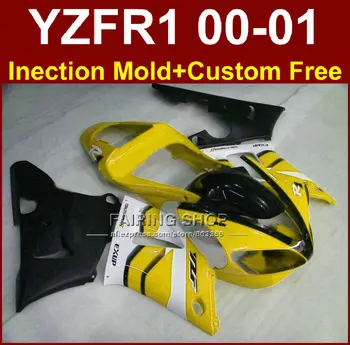 Идеальный изготовленный на заказ обтекатель EXUP для YAMAHA желто-черные обтекатели YZF R1 00 01 YZFR1 2000 2001 yzf 1000 кузовные работы вторичный рынок + 7 подарков