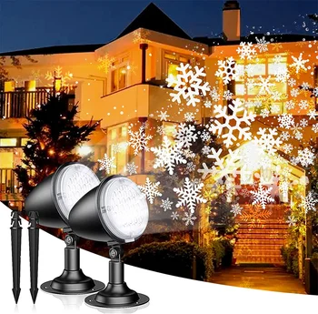 Рождественский Проектор в виде Снежинки, уличная водонепроницаемая проекционная лампа для перемещения в метель, Рождественская атмосфера, фестивали, декор для вечеринок