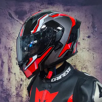 Откидной мотоциклетный шлем с двойными линзами, полнолицевой шлем, высокое качество, одобренный Moto Cascos Motociclistas Capacete