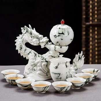 Автоматический керамический Чайный сервиз, Китайская чайная посуда, Защита От ожогов, Вращающийся Чайник, Домашнее Фарфоровое Ситечко для чая, подарки