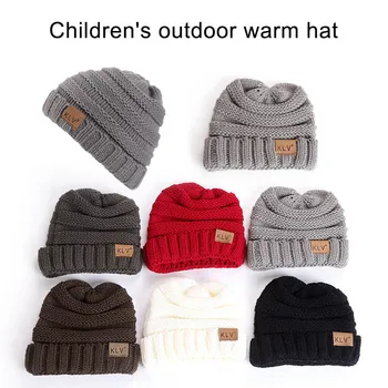 Детская теплая шерстяная шапочка, однотонная вязаная шапочка, Новая милая высококачественная удобная простая шапка для улицы Осень-зима LL @17