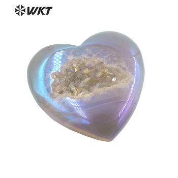 WT-G311 WKT Великолепный Яркий Энергетический Камень В Форме Сердца Аура Агаты Россыпью Драгоценные Камни Ювелирные Изделия Из Натурального Камня Орнамент Оптом