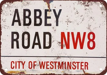 Художественное оформление стен с жестяной вывеской Abbey Road, винтажная алюминиевая металлическая вывеска в стиле ретро, железная роспись, винтажный декоративный знак,