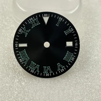 Аксессуары для часов: циферблат часов 31 мм, черный римский циферблат, зеленый люминесцентный для механизмов NH34/NH35/ NH36