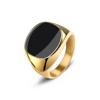 Jiayiqi Кольцо из нержавеющей Стали Золотого цвета с плоским верхом Кольца для Мужчин Мужской ювелирный подарок