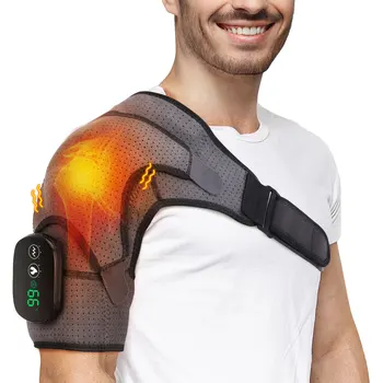 Плечевой бандаж с электрическим подогревом, светодиодный дисплей, Вибрационный массаж плеча, поддерживающий пояс, ремень для снятия боли при артрите, травмах суставов