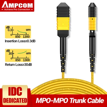 Магистральный Волоконно-оптический кабель AMPCOM MPO к MPO, Однорежимный оптоволоконный кабель OS1/OS2 с внутренней оболочкой LSZH к симплексному волокну MPO UPC