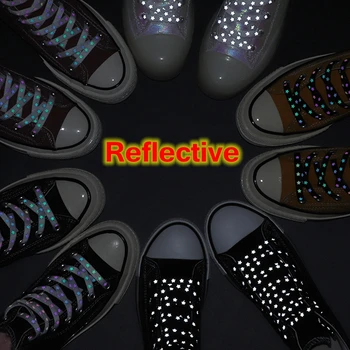 1 Пара Красочных Светоотражающих Шнурков для обуви на плоской Подошве для ночного бега, звездные светоотражающие шнурки для взрослых и детей, Универсальные Шнурки для обуви