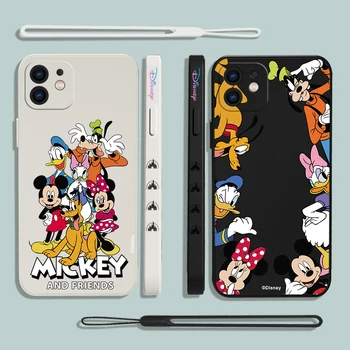 Disneys Family Микки и Минни Маус Чехол Для Телефона Samsung Galaxy S23 S22 S21 S20 Ultra Plus FE 4G S9 S10E Note 20 9 с Ремешком