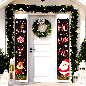 Веселый Рождественский Дверной Баннер JOY HO HO HO Подвесные Украшения Navidad Noel Рождественские Украшения для Дома 2022 С Новым Годом 2023