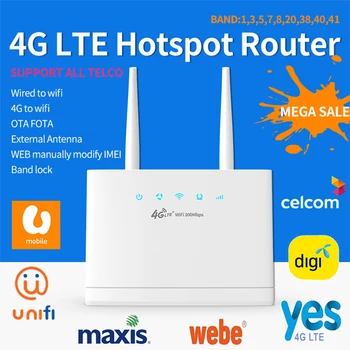 R311 4G LTE Маршрутизатор Внешние Антенны 300 Мбит/с Мобильная точка доступа со Слотом для SIM-карты Подключение к Интернету Порты Fast Ethernet для Дома