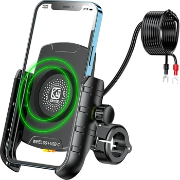 Беспроводная подставка для зарядки, быстрое зарядное устройство 3.0, поддержка GPS, держатель для мобильного телефона, мотоцикла с креплением на руль для телефона 4-7 дюймов