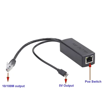 Изолированный 5 В 12 Вт IEEE802.3-AF IEEE802.3-AT Micro USB Poe Разветвитель WIFI Маршрутизатор Raspberry Pi Питание по Ethernet 48 В 5 В 2.4A