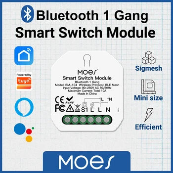 MOES Tuya Smart Bluetooth 1 Gang/2 Gang Модуль переключателя DIY Light Breaker Smart Life APP control, Работа с Alexa Google Home, 1/2 пути