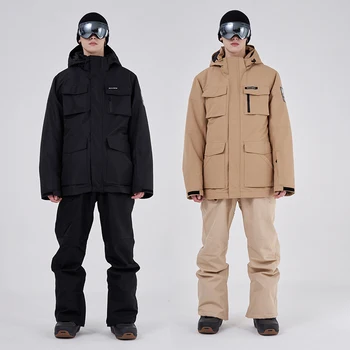 Лыжный комплект для мужчин, спортивная куртка для сноуборда на открытом воздухе, комбинезон, теплый дышащий лыжный костюм, зимние брюки, ветрозащитная водонепроницаемая куртка + брюки