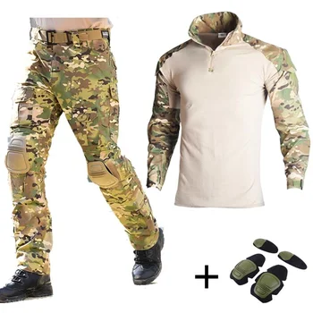 Тактическая Камуфляжная боевая форма, Военные Армейские Тренировочные костюмы, Мужская рубашка/брюки для страйкбола, Одежда для охоты, Одежда для пейнтбола с прокладками