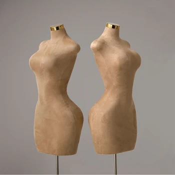 Европейский и американский тканевый чехол, женский Манекен на половину тела большого размера, с железной основой для показа одежды, манекен-модель