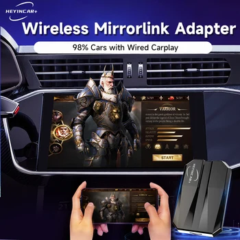 2023 Беспроводной Адаптер Mirrorlink HEYINCAR Для Carplay Android Auto Netflix YouTube Iptv Tiktok Видеоплеер Hulu Hbo-max Автомобильный телевизор