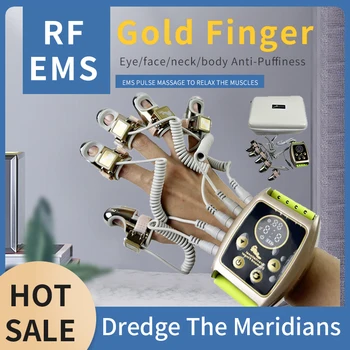 Портативный Микротоковый RF Золотой массажер для кожи пальцев EMS Вибрационный Массаж Алмазный Массажер для удаления морщин