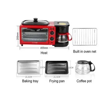 Многофункциональная электрическая микроволновая печь, кофеварка, тостер для сэндвичей 3 в 1, машина для завтрака