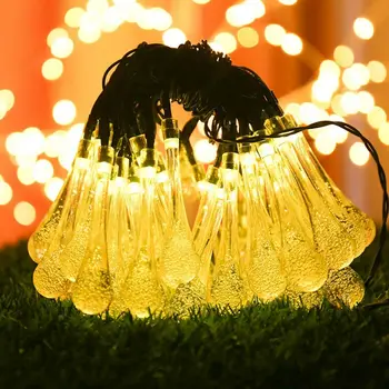 20 м 200 светодиодных солнечных капель воды, сказочный струнный светильник, рождественский декор для вечеринки в саду