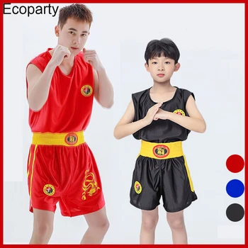 Взрослый Детский униформный костюм в традиционном китайском стиле Санда Кунг-фу, дышащий костюм для выступлений по боевым искусствам Муай Тай